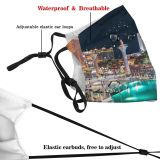 yanfind Landmark Downtown Evening Reflections Night Vegas Tower Bridge Architectural Hotels Casino Urban Dust Washable Reusable Filter and Reusable Mouth Warm Windproof Cotton Face