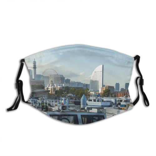 yanfind Industrial Infrastructure Japan Yacht Channel Shipping Downtown Yokohama Ship Seaside Sailboat Harbor Dust Washable Reusable Filter and Reusable Mouth Warm Windproof Cotton Face