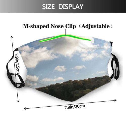 yanfind Field Sky Natural Autumn Cloud Landscape Sky Pasture Clouds Grassland Tree Countryside Dust Washable Reusable Filter and Reusable Mouth Warm Windproof Cotton Face