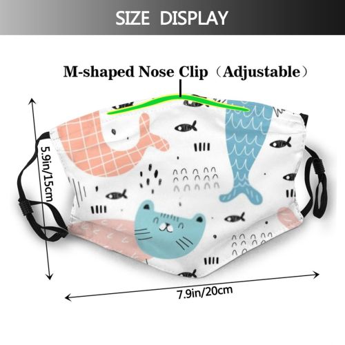 yanfind Chil Fun Kid Isolated Fantasy Underwater Child Cat Fabric Decoration Decorative Pet Dust Washable Reusable Filter and Reusable Mouth Warm Windproof Cotton Face