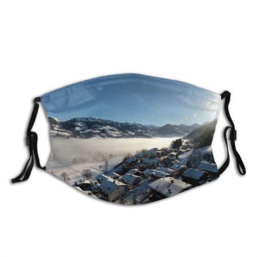 yanfind Range District Built Snow Snowcapped Architecture Exterior Sky Building Residential Scenics Kitzbühel Dust Washable Reusable Filter and Reusable Mouth Warm Windproof Cotton Face