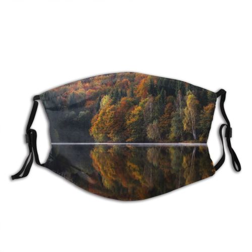 yanfind Lake Vibrant Daylight Sunset Dawn Forest River Conifer Trees Natural Outdoors Colorful Dust Washable Reusable Filter and Reusable Mouth Warm Windproof Cotton Face