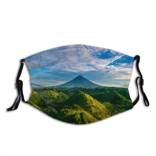 yanfind Idyllic Mountain Clouds Tranquil Scenery Beautiful Leaves Grass Trees Hills Outdoors Wilderness Dust Washable Reusable Filter and Reusable Mouth Warm Windproof Cotton Face