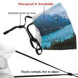 yanfind Idyllic Lake Pine Tranquil Scenery Capped Conifer Mountains Misty Trees Hazy Snow Dust Washable Reusable Filter and Reusable Mouth Warm Windproof Cotton Face