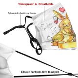 yanfind Isolated Picture Handdrawn Cute Watercolour Wildlife Wedding Fauna Rabbit Handwritten Hugging Valentine Dust Washable Reusable Filter and Reusable Mouth Warm Windproof Cotton Face
