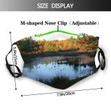 yanfind Natural Pond Landscape Reflection Fall Leaf Pond England Tree Autumn Bank Trees Dust Washable Reusable Filter and Reusable Mouth Warm Windproof Cotton Face