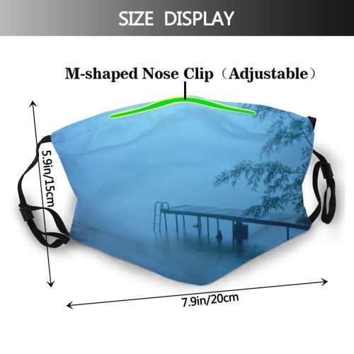 yanfind Winter Mist Calm Morning Atmospheric Fog Wharf Sky Ice Doomgirl Clouds Jetty Dust Washable Reusable Filter and Reusable Mouth Warm Windproof Cotton Face