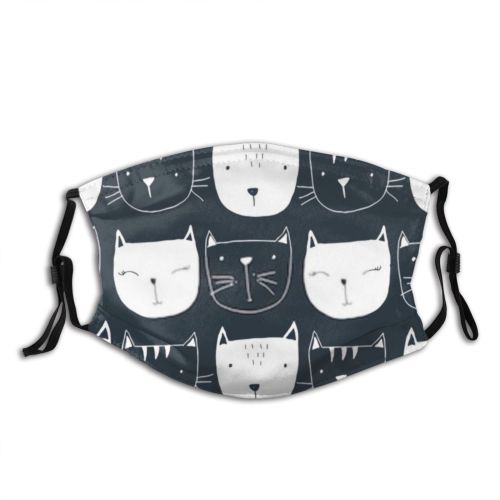 yanfind Abstract Isolated Decor Fashion Meow Cat Kitty Cute Stylish Seamless Doodle Baby Dust Washable Reusable Filter and Reusable Mouth Warm Windproof Cotton Face