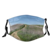 yanfind Field Sky USA Ecoregion Grass Meadow Trail Rustic Road Steppe Tracks Prairie Dust Washable Reusable Filter and Reusable Mouth Warm Windproof Cotton Face