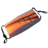 yanfind Jetty Afterglow Lake Golden Sunset Evening Dawn Sea Bridge Beach H Boardwalk Dust Washable Reusable Filter and Reusable Mouth Warm Windproof Cotton Face