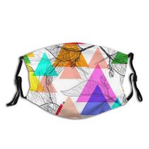 yanfind Abstract Lilac Garden Decor Multicolored Shapes Cute Triangles Wreath Seamless Colorful Natural Dust Washable Reusable Filter and Reusable Mouth Warm Windproof Cotton Face