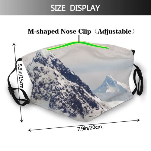 yanfind Idyllic Ice Patagonia Glacier Frost Frosty Mountain Snowy Icy Daytime Peaks Frozen Dust Washable Reusable Filter and Reusable Mouth Warm Windproof Cotton Face