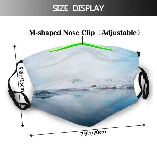 yanfind Range Majestic Landscape Frozen Tranquility Island Tree Snow Snowcapped Wilderness Sky UK Dust Washable Reusable Filter and Reusable Mouth Warm Windproof Cotton Face