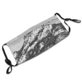 yanfind Ice Glacier Hike Mountain Snowy Rock Forest Frozen High Mountains Peak Winter Dust Washable Reusable Filter and Reusable Mouth Warm Windproof Cotton Face