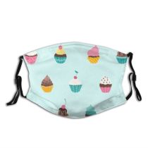 yanfind Cafe Cute Seamless Dessert Vintage Design Sweet Muffin Concept Cupcake Drawn Invitation Dust Washable Reusable Filter and Reusable Mouth Warm Windproof Cotton Face