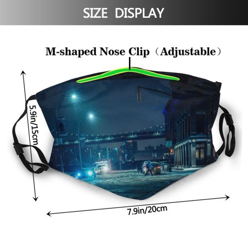 yanfind Dumbo Frozen Brooklyn Night Snow City Townscape York Intersection Road USA Street Dust Washable Reusable Filter and Reusable Mouth Warm Windproof Cotton Face