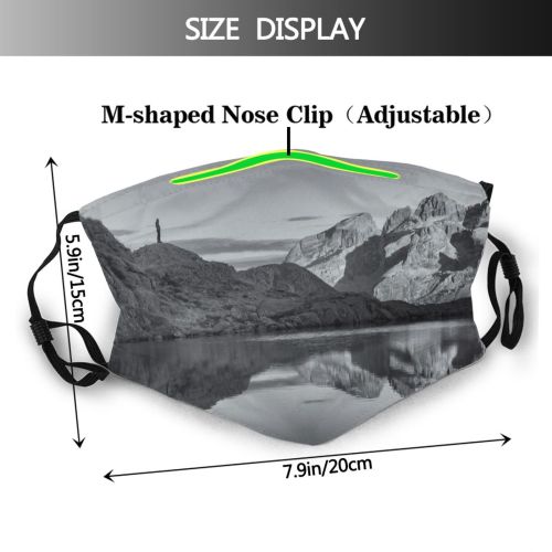 yanfind Idyllic Reflective Lake Calm Evening Night Mountain Nero Lago Tranquil Scenery Mountains Dust Washable Reusable Filter and Reusable Mouth Warm Windproof Cotton Face