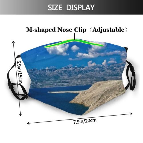 yanfind Channel Rock Ocean Bay Mediterranean Europe Coastline Croatian Coast Natural Landscape Velebit Dust Washable Reusable Filter and Reusable Mouth Warm Windproof Cotton Face