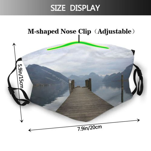 yanfind Tranquil Lake Calm Atmospheric Sound Sky Calm Dock Mountain Boardwalk District Pond Dust Washable Reusable Filter and Reusable Mouth Warm Windproof Cotton Face