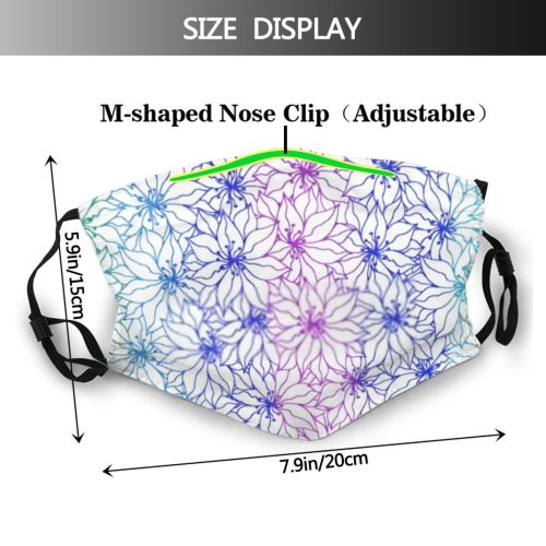 yanfind Abstract Decor Fashion Cute Seamless Colorful Summer Ornament Design Violet Art Decoration Dust Washable Reusable Filter and Reusable Mouth Warm Windproof Cotton Face