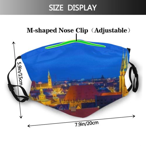 yanfind Castle Architecture German Illuminated City Spire Bayern Tower Town Scenic Scene Scenery Dust Washable Reusable Filter and Reusable Mouth Warm Windproof Cotton Face