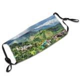 yanfind Idyllic Town Mother Sight Forest Clouds Tourism Tranquil Mountains Rural Hills Architecture Dust Washable Reusable Filter and Reusable Mouth Warm Windproof Cotton Face