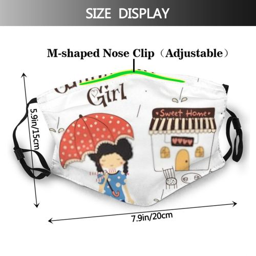 yanfind Pretty Young Child Cute Cartoon Female Girl Design Beautiful Dust Washable Reusable Filter and Reusable Mouth Warm Windproof Cotton Face