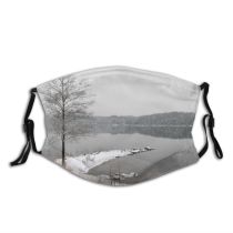 yanfind Winter Winter Natural Atmospheric Landscape Sky Greytones Ice Snow Tree Tree Lake Dust Washable Reusable Filter and Reusable Mouth Warm Windproof Cotton Face