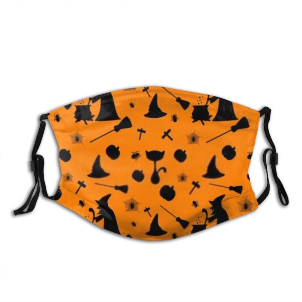 yanfind Cobwebs Horror Halloween Cat Cute Seamless Night Graves Autumn Brooms October Skull Dust Washable Reusable Filter and Reusable Mouth Warm Windproof Cotton Face