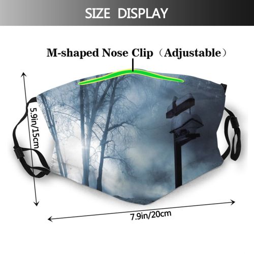 yanfind Winter Mist Street Scenery Natural Winter Atmospheric Steam Fog Landscape Sky Light Dust Washable Reusable Filter and Reusable Mouth Warm Windproof Cotton Face