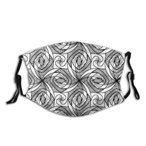 yanfind Abstract Geometrical Mandala Meditation Stripe Symmetry Cute Seamless Optical Kid Coloring Contour Dust Washable Reusable Filter and Reusable Mouth Warm Windproof Cotton Face