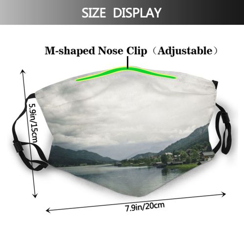 yanfind Lake Daylight Clouds River Island Mountains Austria Grass Trees Hills Outdoors Sky Dust Washable Reusable Filter and Reusable Mouth Warm Windproof Cotton Face