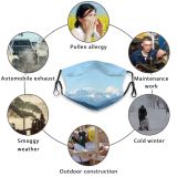 yanfind Idyllic Ice Lake Mountain Sea Clouds River Mountains Misty Snow Outdoors Hazy Dust Washable Reusable Filter and Reusable Mouth Warm Windproof Cotton Face