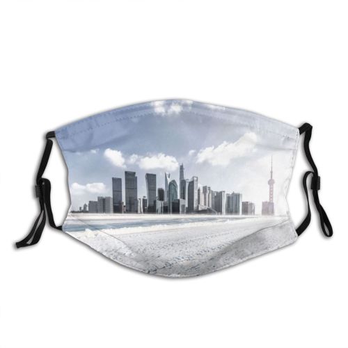 yanfind Ice Skyscraper Capital East Downtown Cities Communication District Snow Rippled City Modern Dust Washable Reusable Filter and Reusable Mouth Warm Windproof Cotton Face