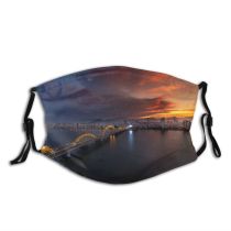 yanfind Idyllic Perspective Shot Transportation Sunset Downtown Dawn Sea Bridge Clouds Tranquil Drone Dust Washable Reusable Filter and Reusable Mouth Warm Windproof Cotton Face