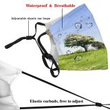 yanfind Field Summer Sky Grass Tree Tree Walk Spring Wall Dyke Devil Grassland Dust Washable Reusable Filter and Reusable Mouth Warm Windproof Cotton Face