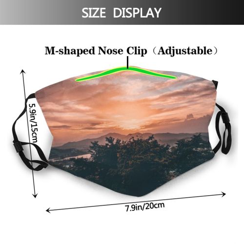 yanfind Lake Golden Sunset Evening Forest Clouds Mountains Sun Trees Outdoors Sky Dusk Dust Washable Reusable Filter and Reusable Mouth Warm Windproof Cotton Face