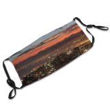 yanfind Idyllic Town Sunset Dawn Clouds Urban Architecture Dusk City Skyscrapers Landscape Scenic Dust Washable Reusable Filter and Reusable Mouth Warm Windproof Cotton Face