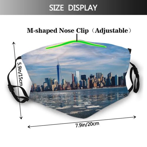 yanfind Ice York Clouds Manhattan Morning Skyscrapers Usa Skyscraper Sky Buildings America Panorama Dust Washable Reusable Filter and Reusable Mouth Warm Windproof Cotton Face