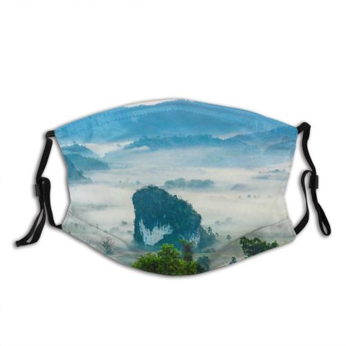 yanfind Idyllic Tropical Calm Gloomy Forest Plants Tranquil Mountains Country Leaves Rural Misty Dust Washable Reusable Filter and Reusable Mouth Warm Windproof Cotton Face