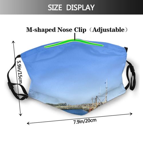 yanfind Harbor Vehicle Calm Vessel Fish Sky Mooring Fishing Boats Harbor Docked Fishing Dust Washable Reusable Filter and Reusable Mouth Warm Windproof Cotton Face