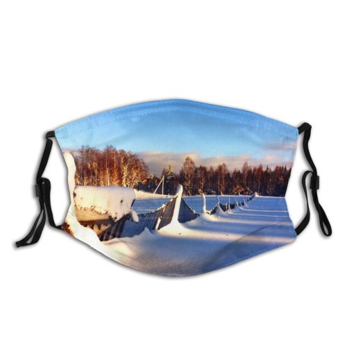 yanfind Cloud Landscape Sky Fence Tree Field Morning Winter Natural Freezing Sun Snow Dust Washable Reusable Filter and Reusable Mouth Warm Windproof Cotton Face