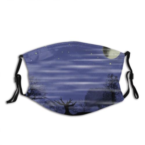 yanfind Night Sky Event Haze Sky Deer Night Branch Moon Celestial Grim Moonlight Dust Washable Reusable Filter and Reusable Mouth Warm Windproof Cotton Face