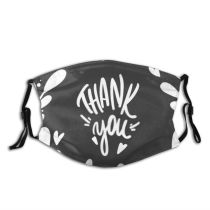 yanfind Calligraphy Isolated Brush Elegant Typographic Calligraphic Thank Thanksgiving Handwriting Font Note Written Dust Washable Reusable Filter and Reusable Mouth Warm Windproof Cotton Face