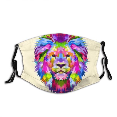 yanfind Abstract Rainbow Isolated Cat Mascot Colorful Wildlife Power Design Africa Beautiful Face Dust Washable Reusable Filter and Reusable Mouth Warm Windproof Cotton Face
