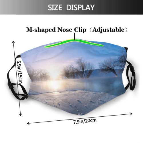 yanfind Dawn Ice East Frost Sunset Landscape Purity Frozen Tranquility Bare Tree Scene Dust Washable Reusable Filter and Reusable Mouth Warm Windproof Cotton Face
