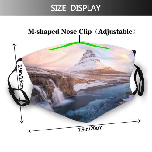yanfind Dawn Ice Europe Dramatic Landscape Snaefellsnes Kirkjufell Volcano Iceland Snow Sunrise Place Dust Washable Reusable Filter and Reusable Mouth Warm Windproof Cotton Face