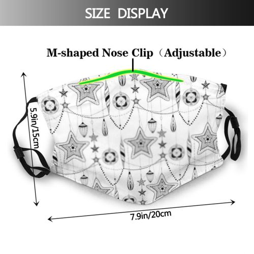 yanfind Abstract Isolated Decor Christmas Cute Xmas Seamless Winter Year Snowflake Vintage Ball Dust Washable Reusable Filter and Reusable Mouth Warm Windproof Cotton Face
