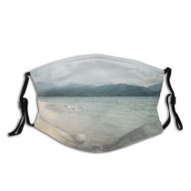 yanfind Idyllic Shore Oceanside Seaside Mountain Waves Sea Clouds Beach Tranquil Scenery Mountains Dust Washable Reusable Filter and Reusable Mouth Warm Windproof Cotton Face
