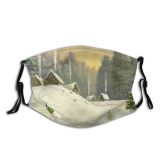yanfind Ice Frost Cabin Snowdrift Sunset Landscape Coniferous Frozen Rural Tree Scene Snow Dust Washable Reusable Filter and Reusable Mouth Warm Windproof Cotton Face